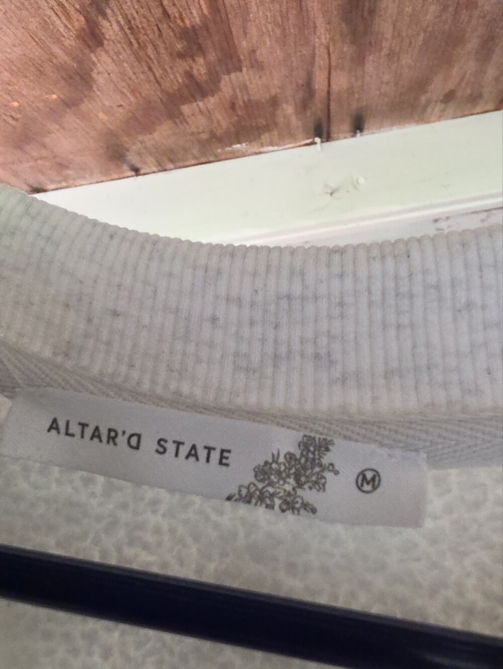 Altar'd State Light Gray Crewneck Quilted Do What Makes You Happy Sweatshirt - Picture 4 of 4